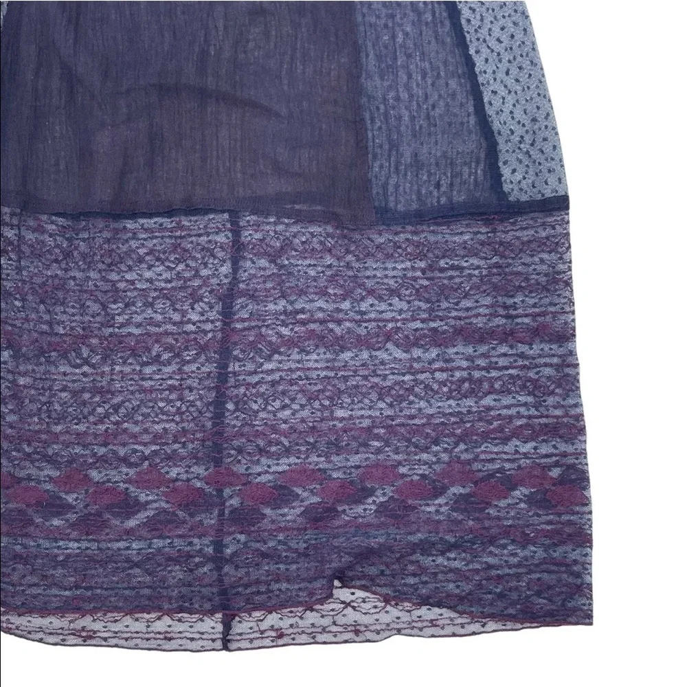 Free People Navy Blue Sheer Swiss Dot Gauze Maxi Dress Boho Oversized A-Line XS - Picture 9 of 12
